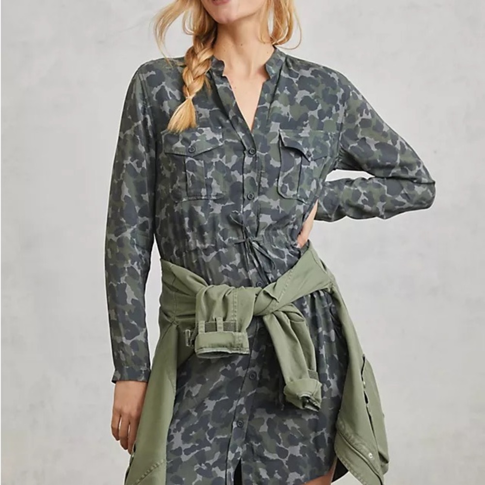 Anthropologie Green Long Sleeve Dress